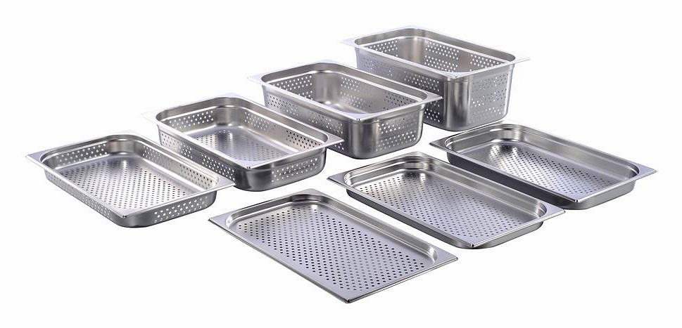 Perforated stainless steel GN pans